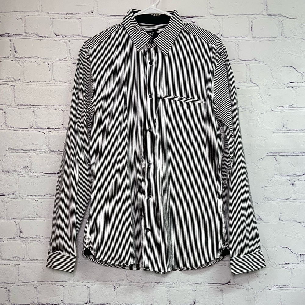 H&M Black/White Striped Long Sleeve Button Down Shirt